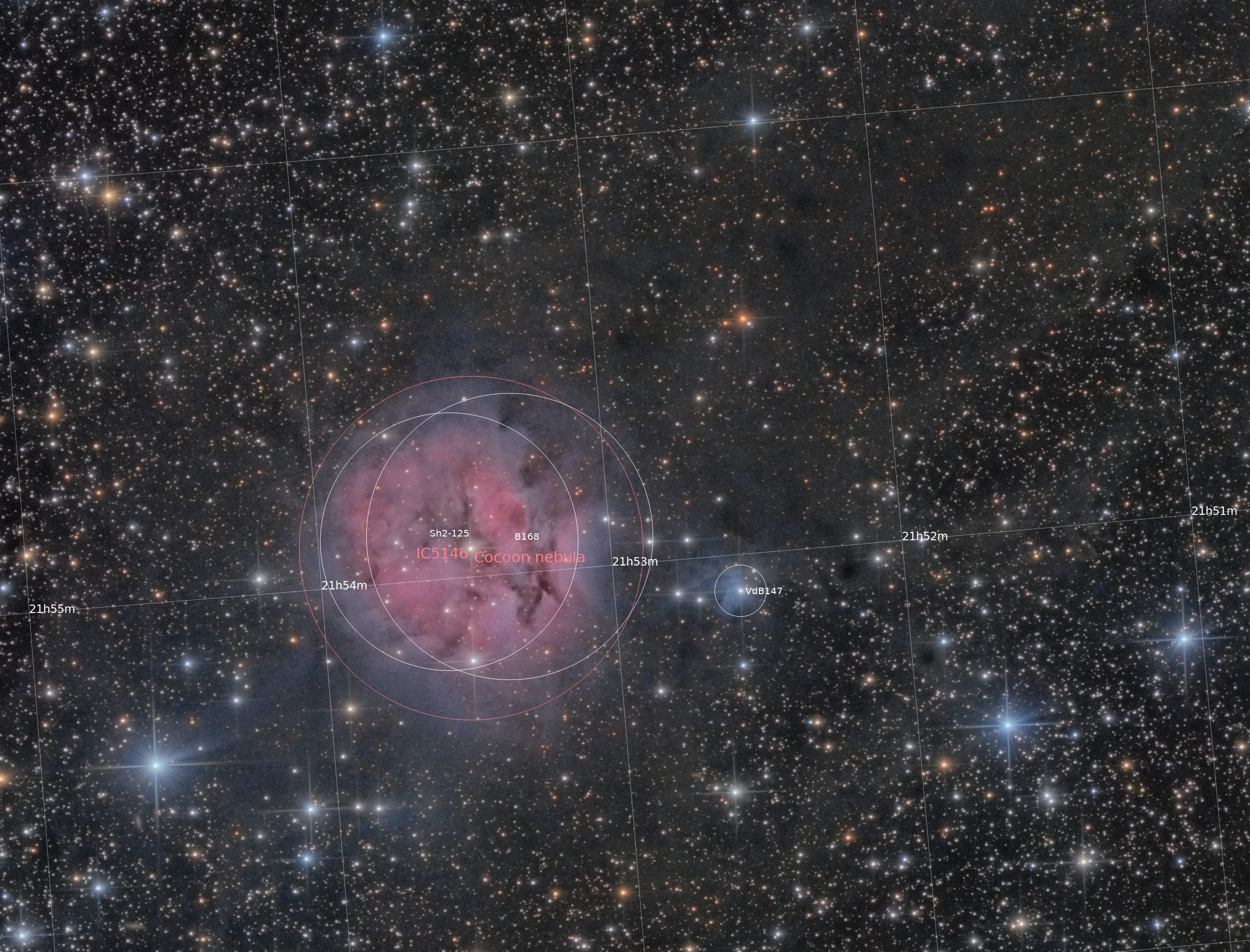 Annotated view of Cocoon Nebula Annotated